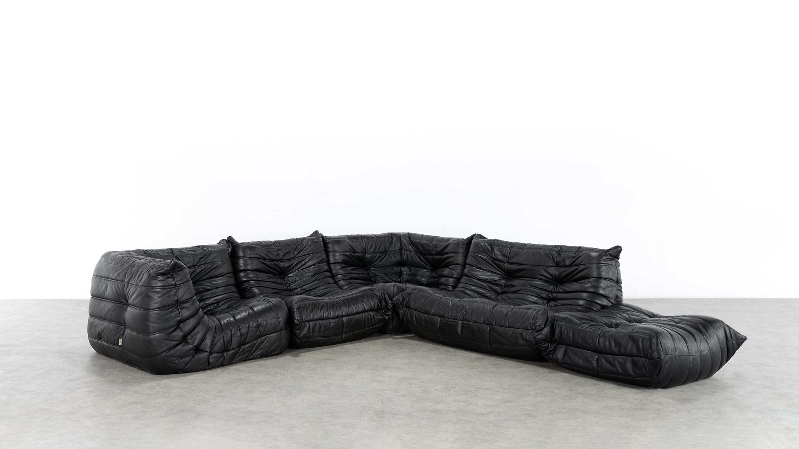 Togo Sofa, 1974 by Michel Ducaroy + Ligne Roset, Giant Landscape, Black Leather 12