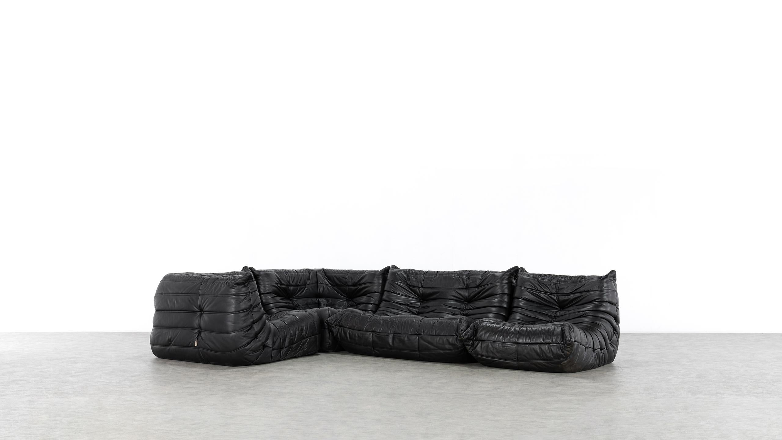 Togo Sofa, 1974 by Michel Ducaroy + Ligne Roset, Giant Landscape, Black Leather 3