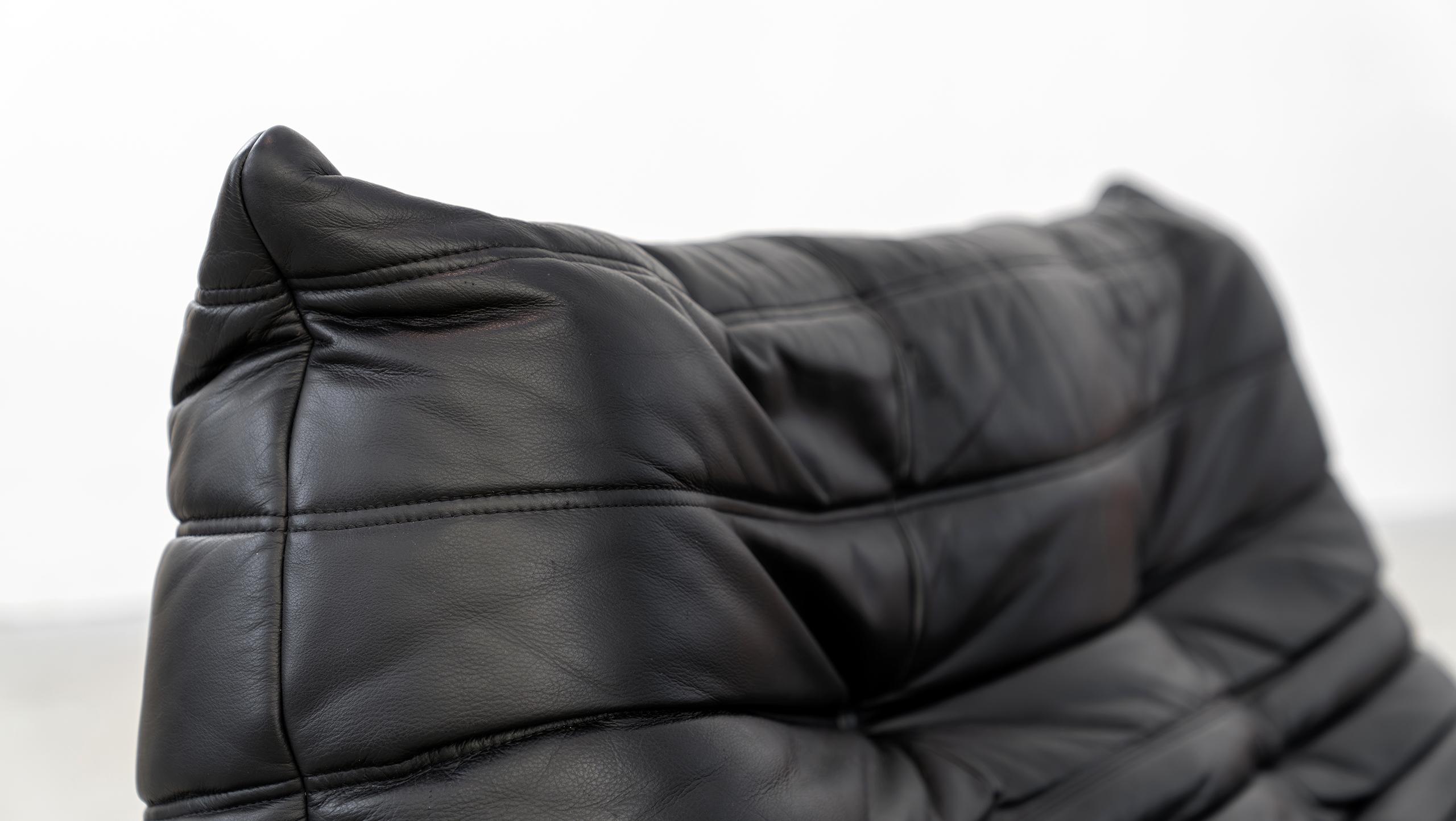 Cuir Togo  Canapé 2 places - Michel Ducaroy Ligne Roset cuir noir fabriqué en France en vente