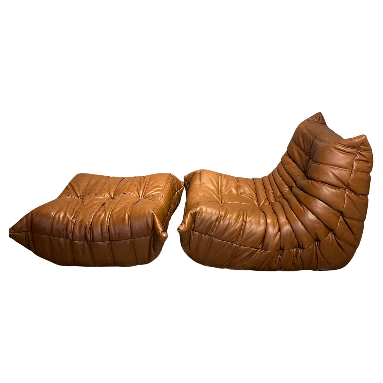 Vintage Brown Leather Togo Living Room Set by Michel Ducaroy for Ligne  Roset, Set of 3 for sale at Pamono