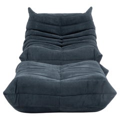 Togo sofa by Michel Ducaroy for Ligne Roset, Customised in Blue Corduroy