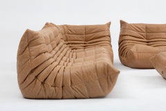 Togo sofa by Michel Ducaroy for Ligne Roset, Customised in tan leather