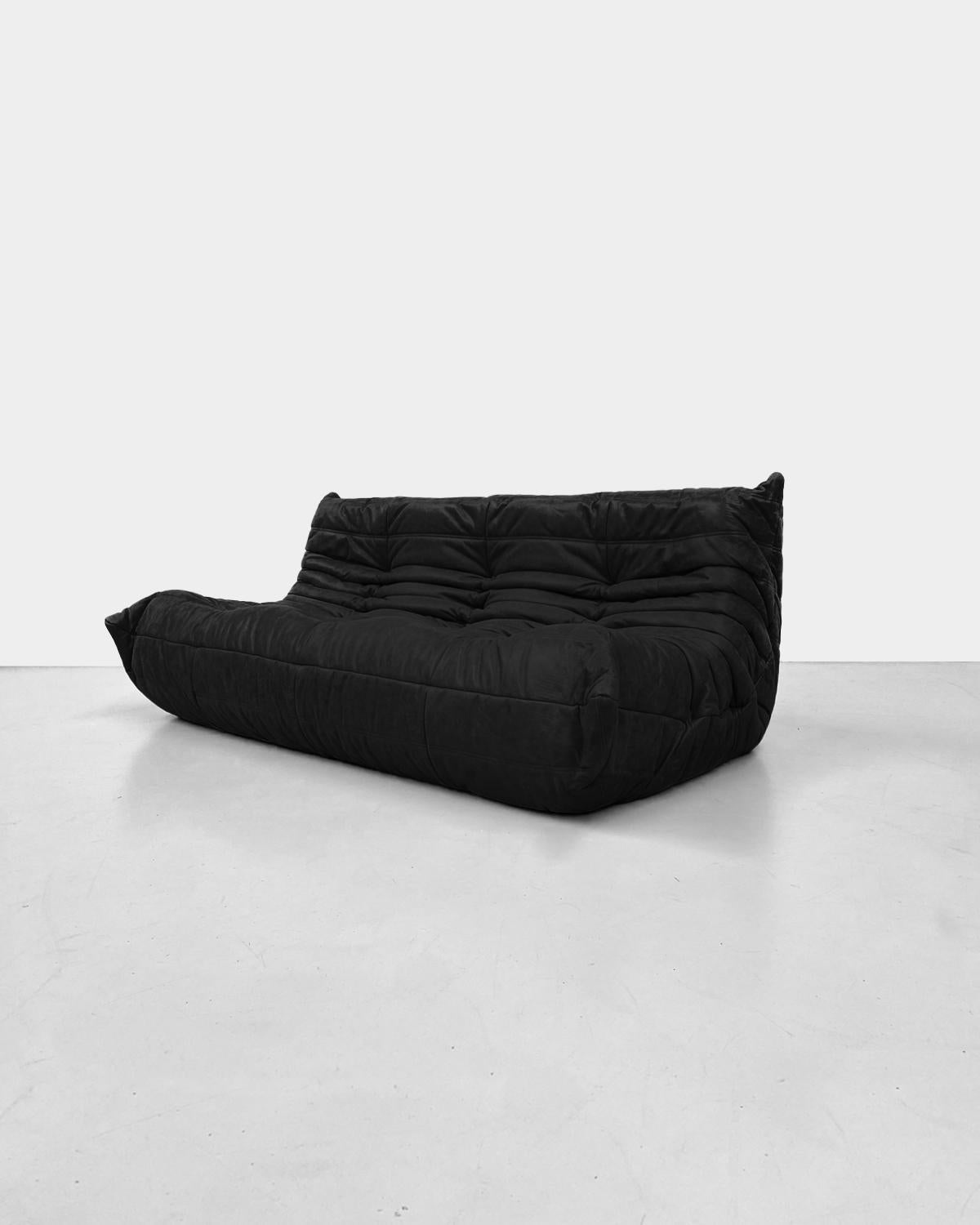 black leather togo couch