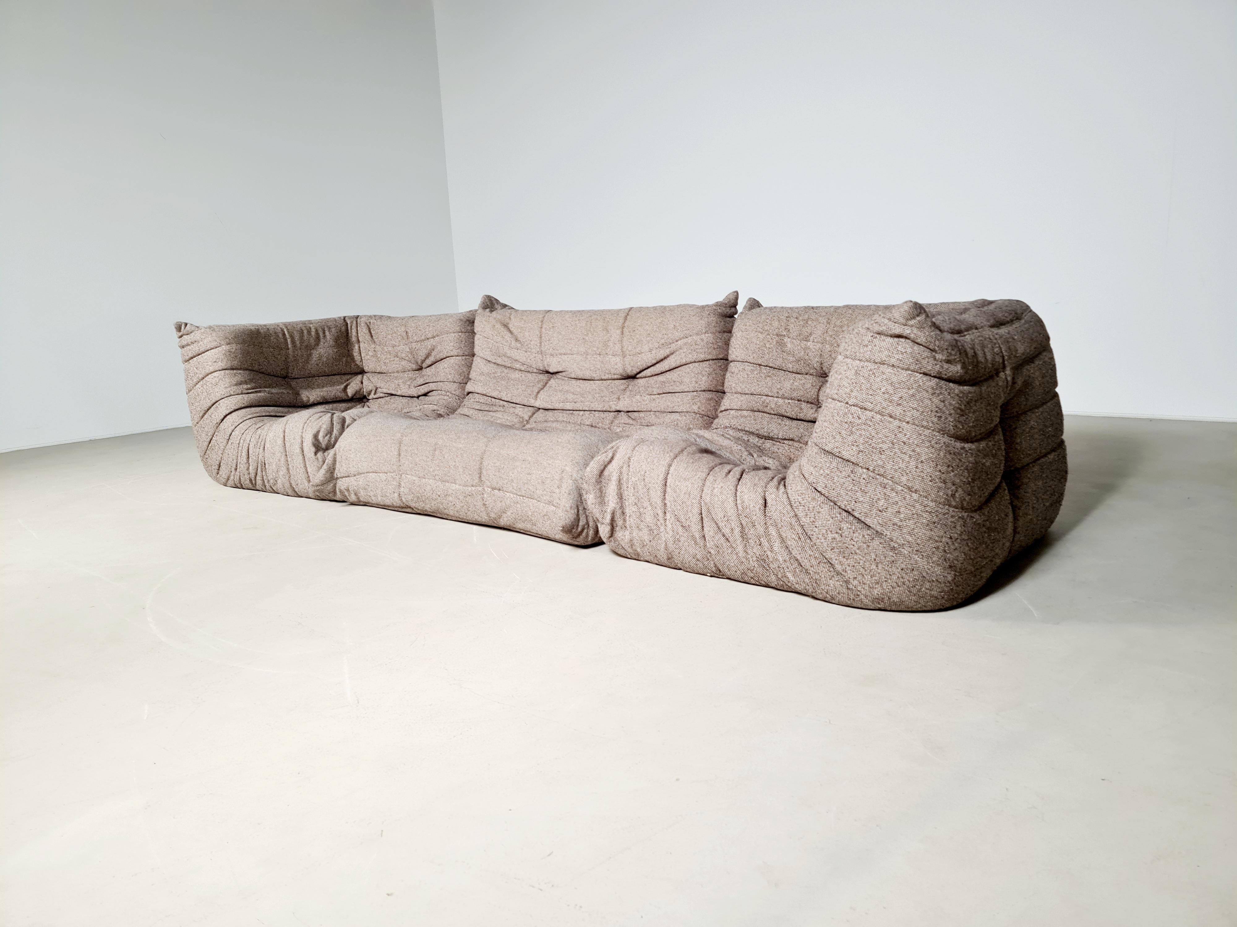 Togo Sofa in Original Wool Fabric by Michel Ducaroy for Ligne Roset, 1970s 1