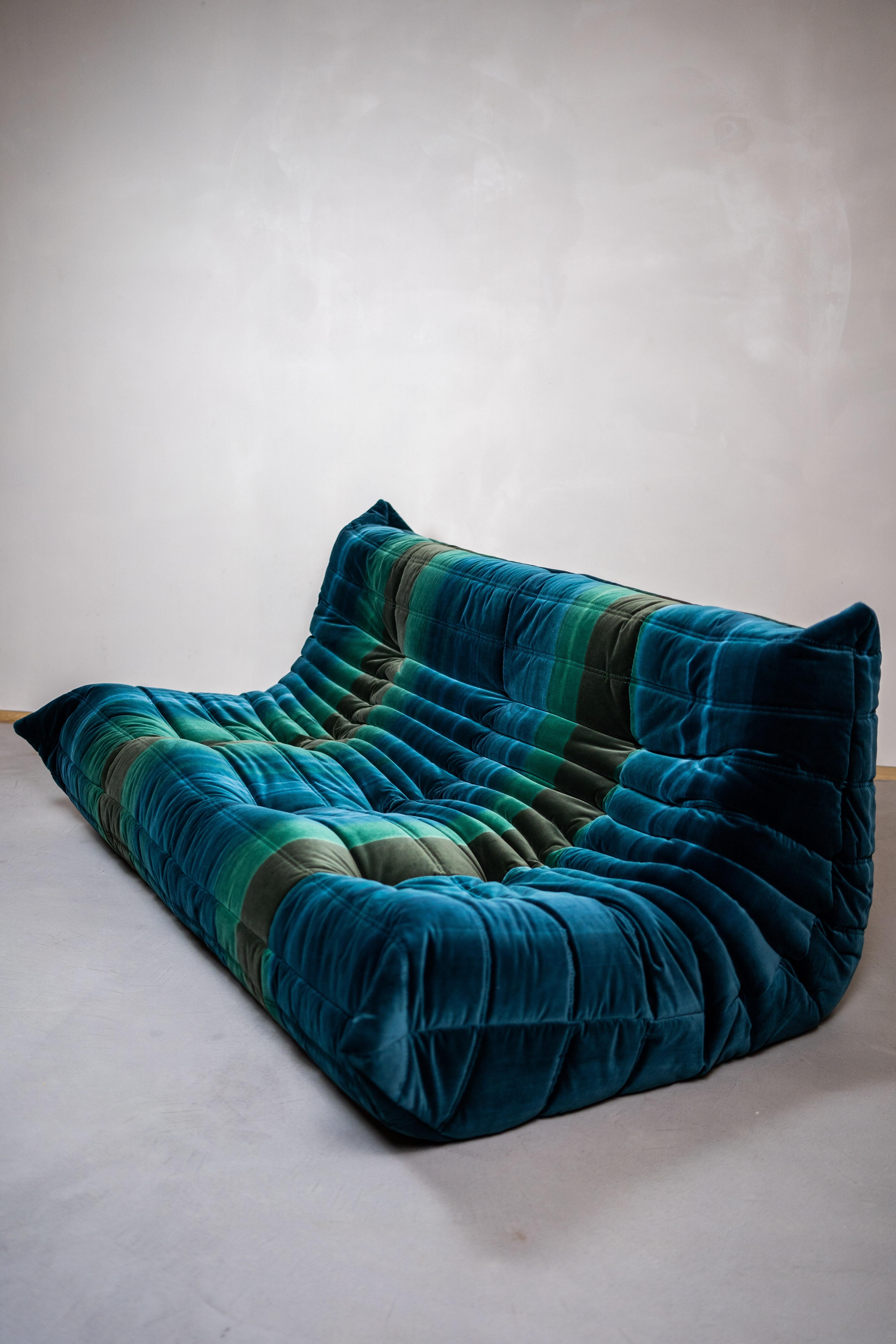 Modern Togo Sofa in Velvet by Michel Ducaroy for Ligne Roset