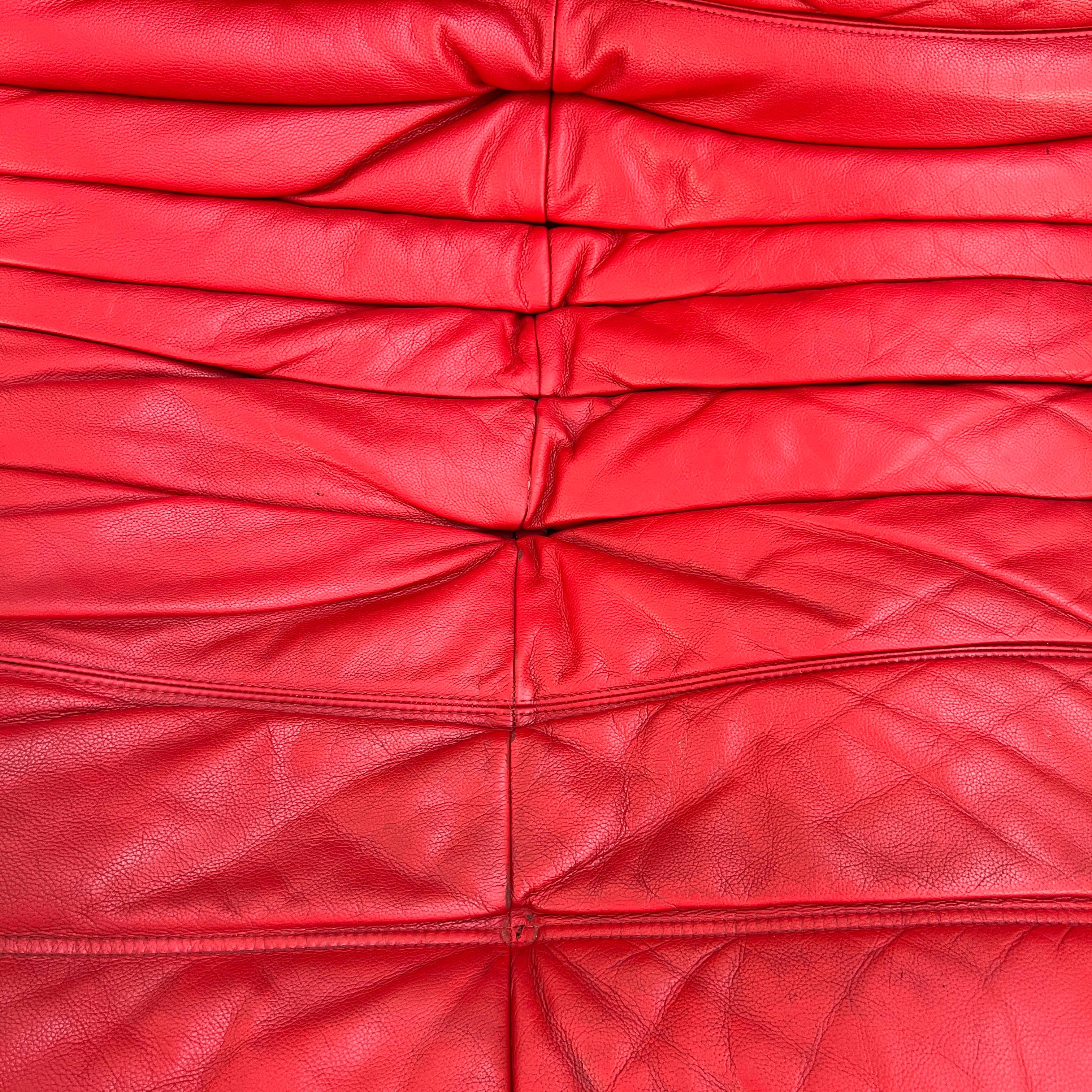 Togo Sofa-Set aus rotem Leder von Michel Ducaroy für Ligne Roset, 1970er Jahre im Angebot 5