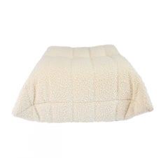 "Togo" Style Ottoman Reupholstered in Beige Cotton Buclé, France, 1970