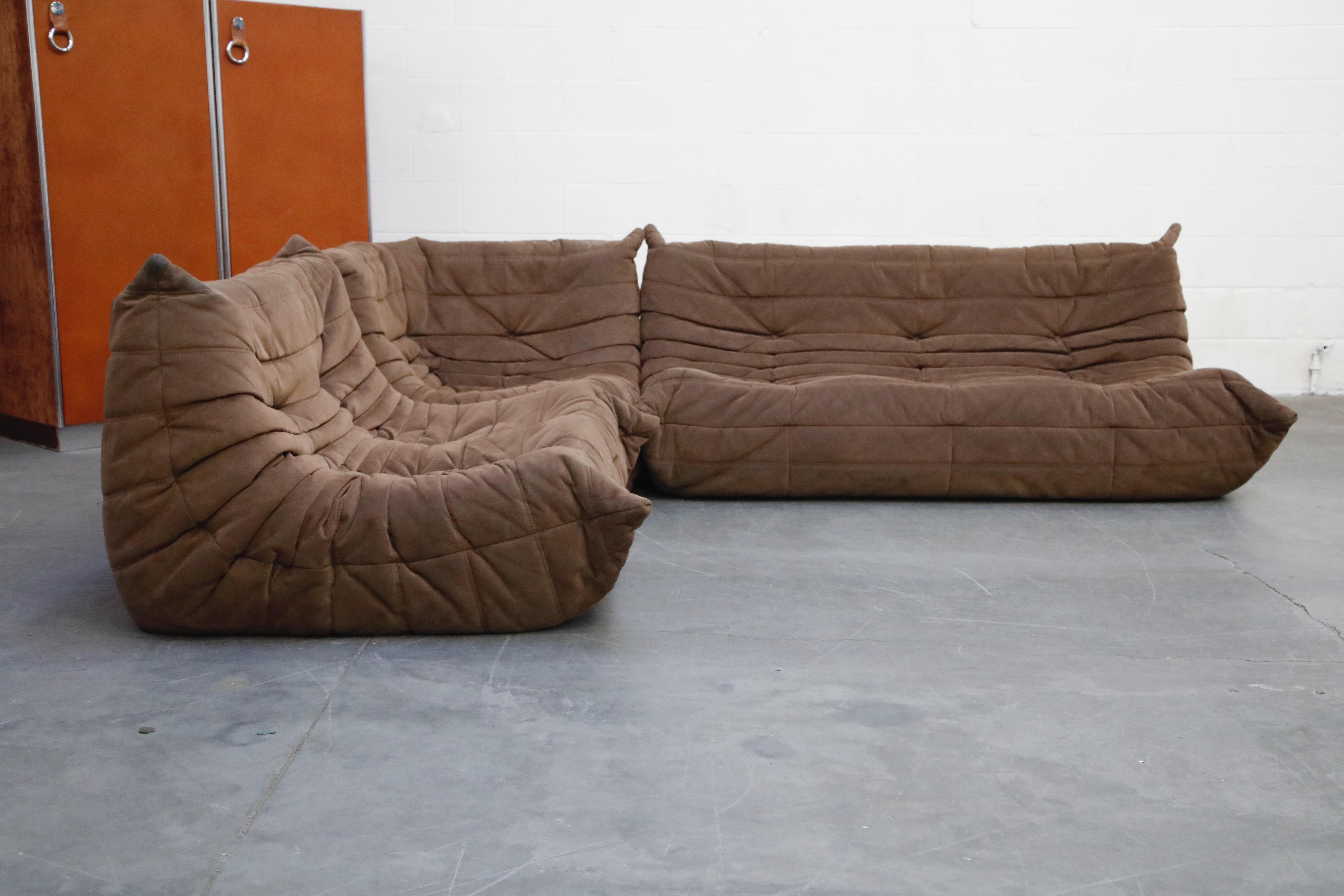 Modern 'Togo' Three-Piece Sectional Sofa Set by Michel Ducaroy for Ligne Roset, Signed