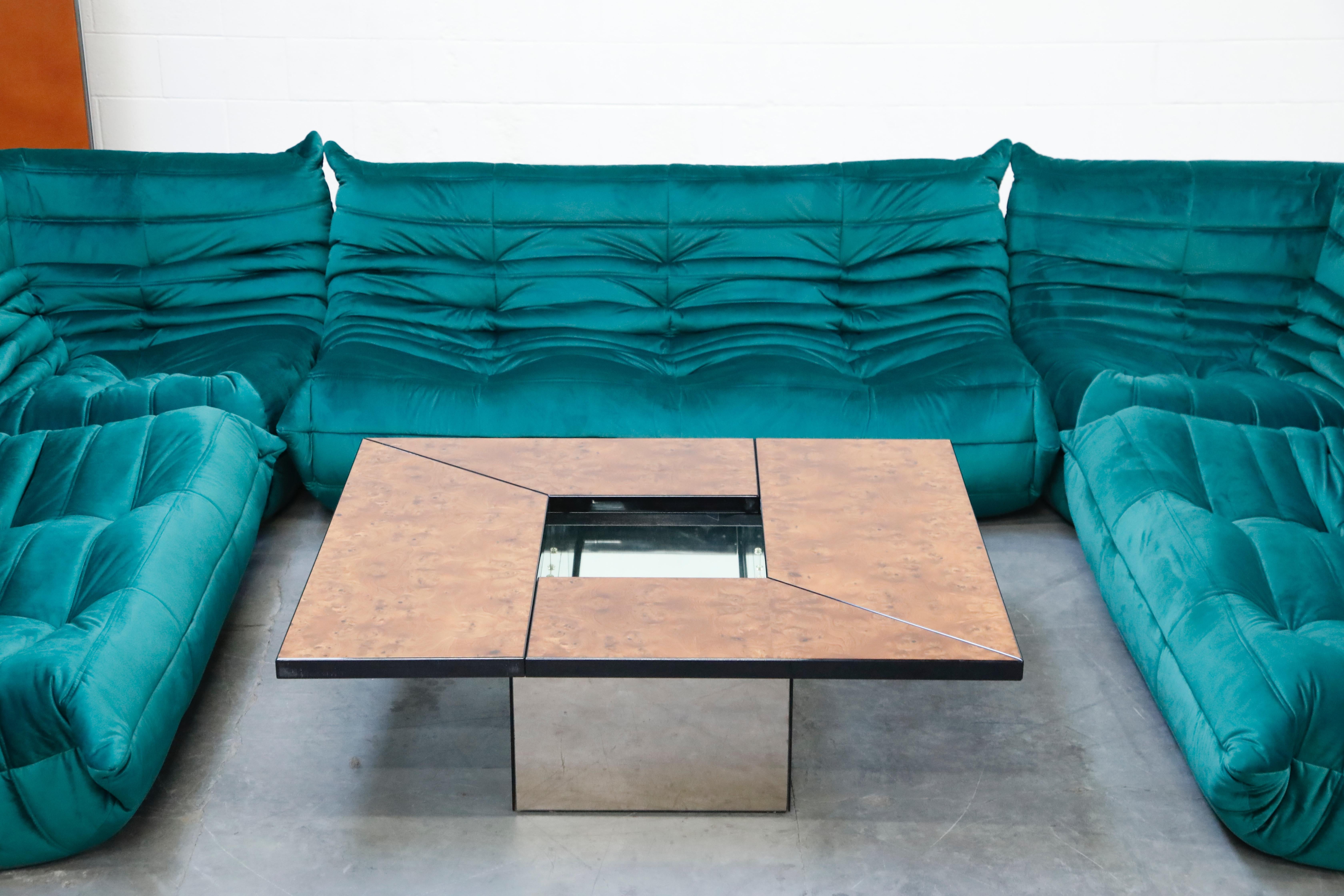 'Togo' Three-Seat Sofa by Michel Ducaroy for Ligne Roset in Emerald Green Velvet 7