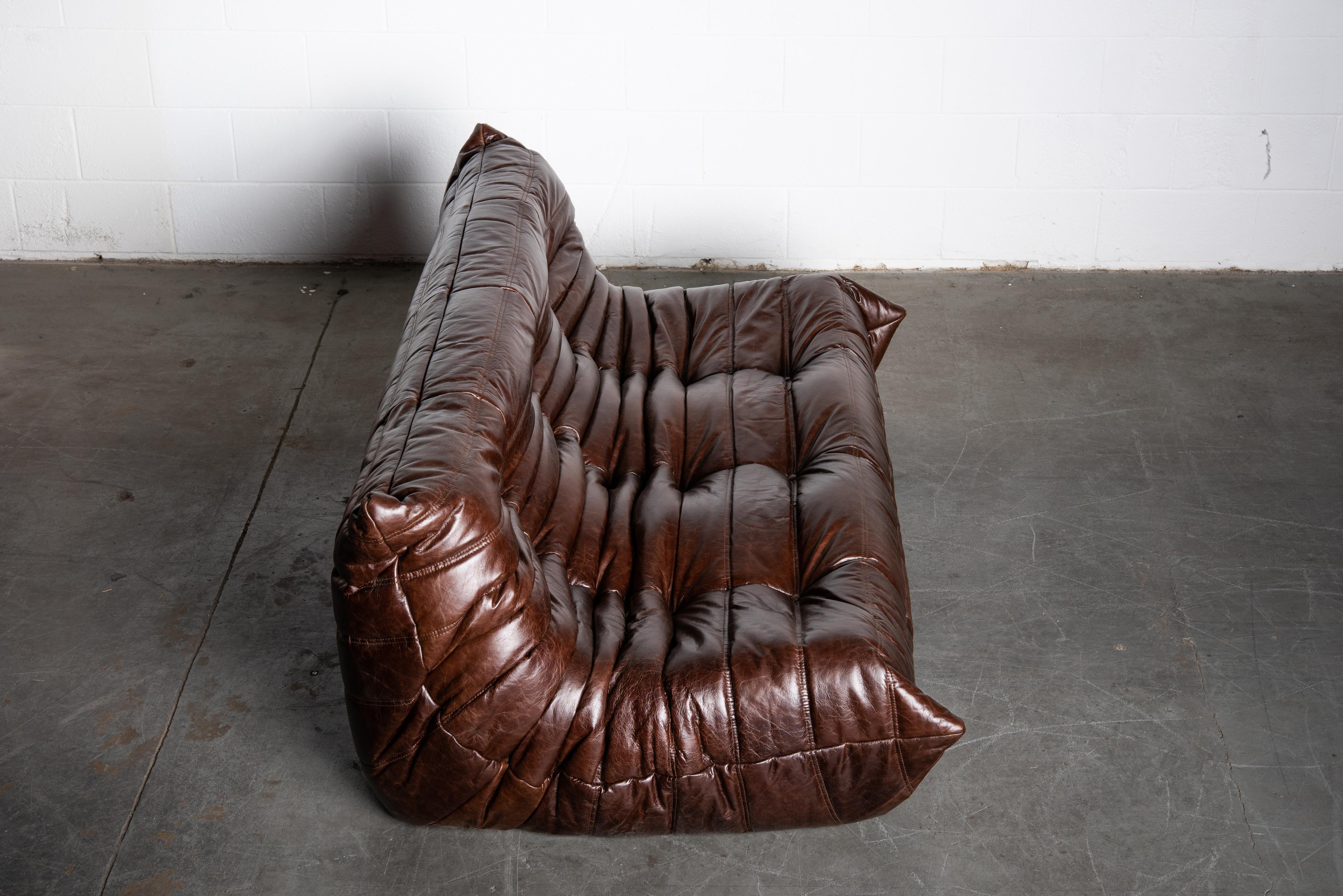 'Togo' Three Seat Sofa Set by Michel Ducaroy for Ligne Roset, Signed 3