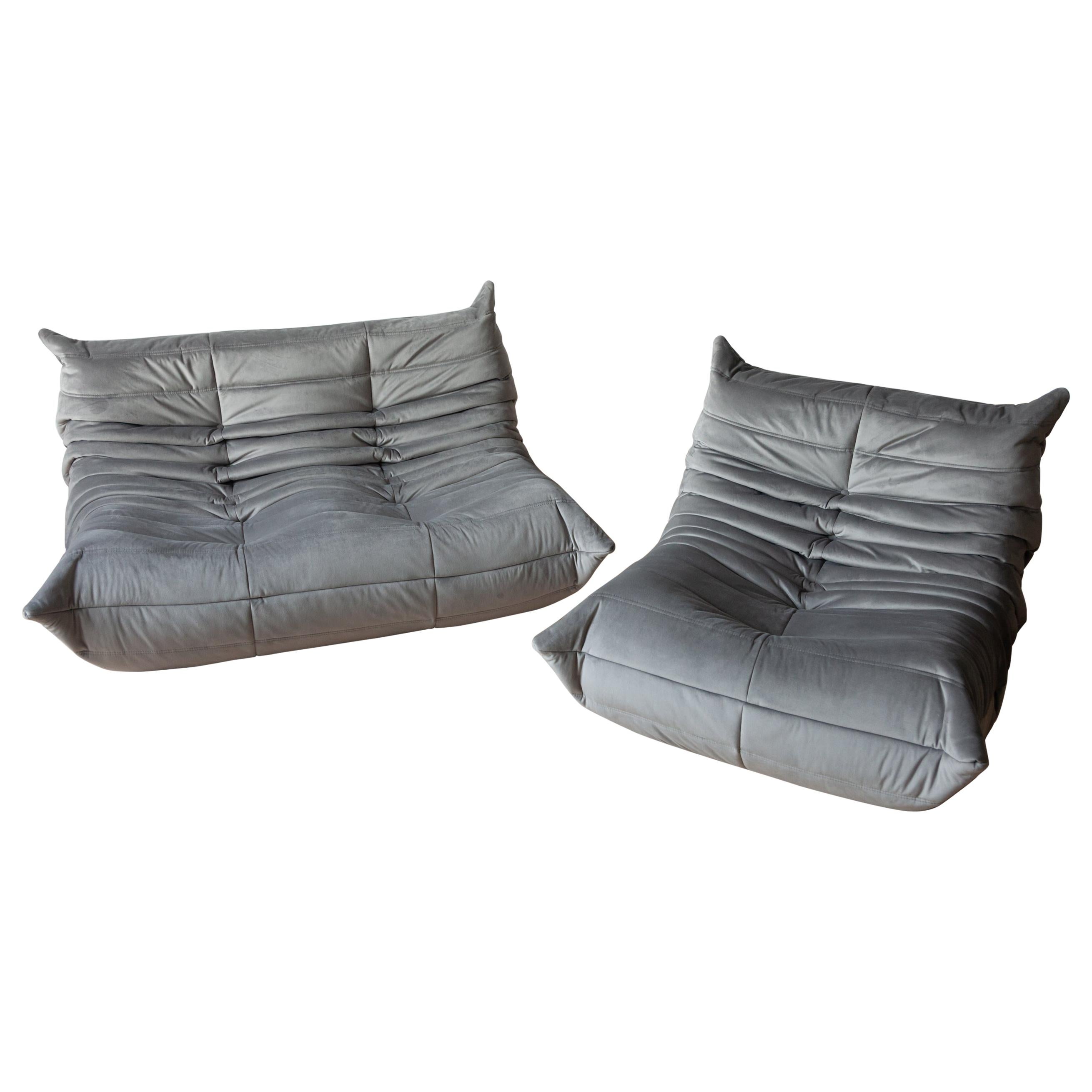 Togo Two-Piece Set, Design by Michel Ducaroy, Manufactured by Ligne Roset For Sale