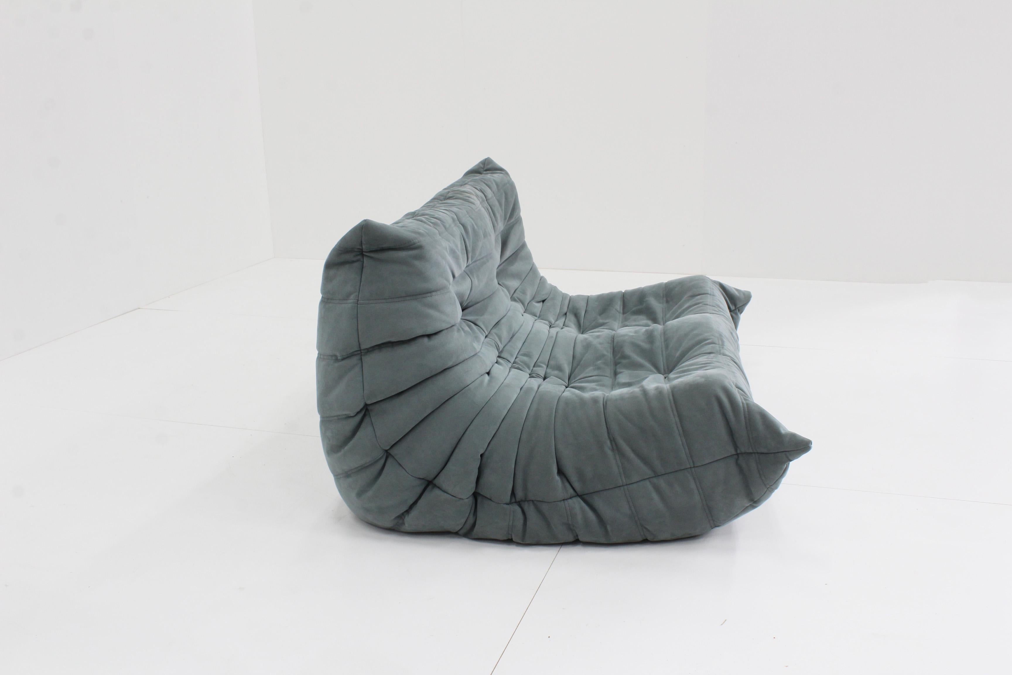 Late 20th Century Togo Two Seater in Gray Alacantra by Michel Ducaroy for Ligne Roset, 2015