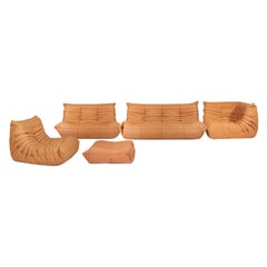 Togo Vintage Leather Sofa Set by Michel Ducaroy, 1990s
