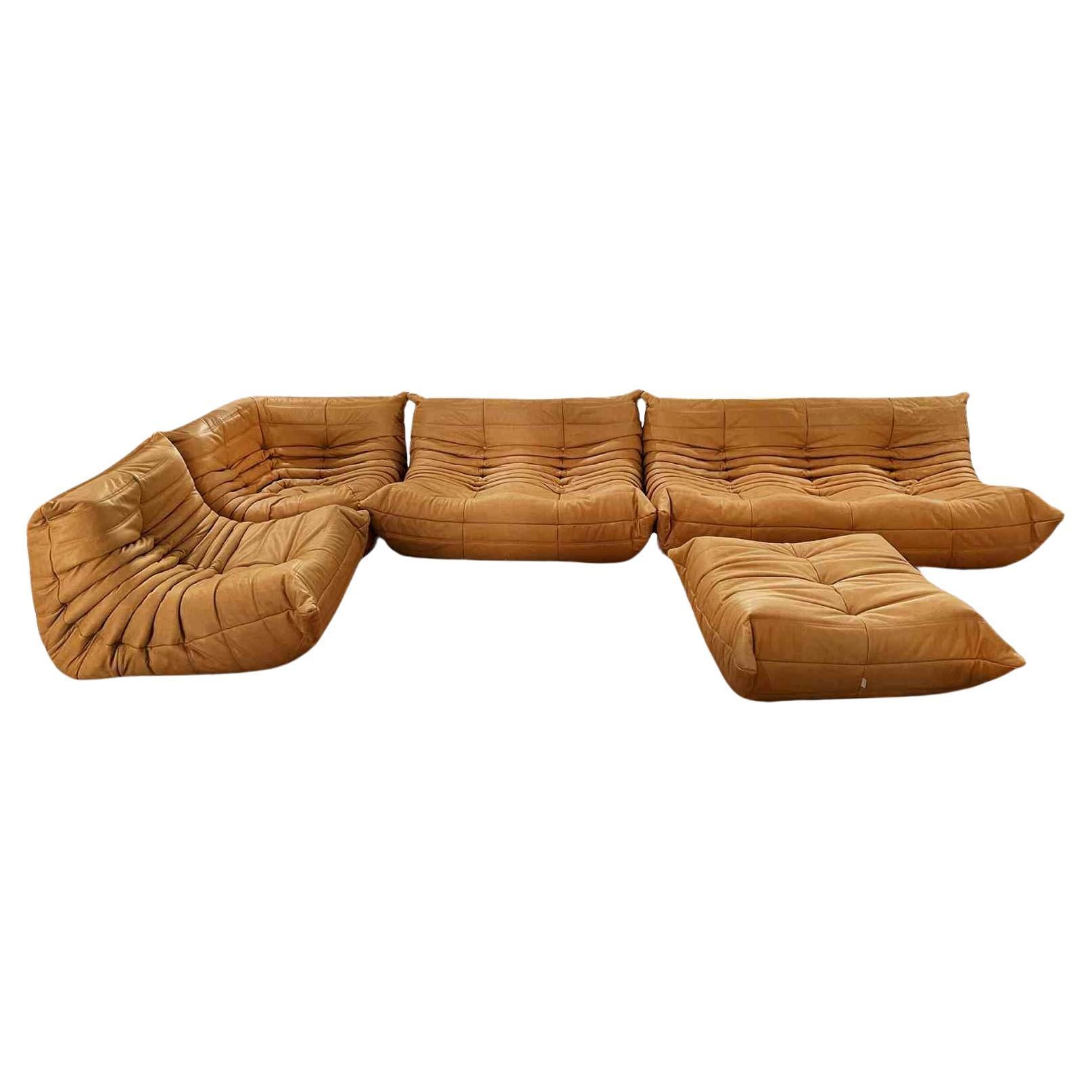 Togo Vintage Leather Sofa Set by Michel Ducaroy, 1990s For Sale at 1stDibs