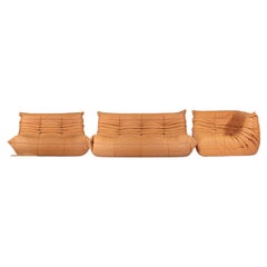 Togo Vintage Leather Sofa Set by Michel Ducaroy, 1990s