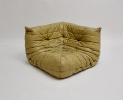 Togo Vintage Original Leder Ecksofa Beige Michel Ducaroy Ligne Roset 1970er Jahre