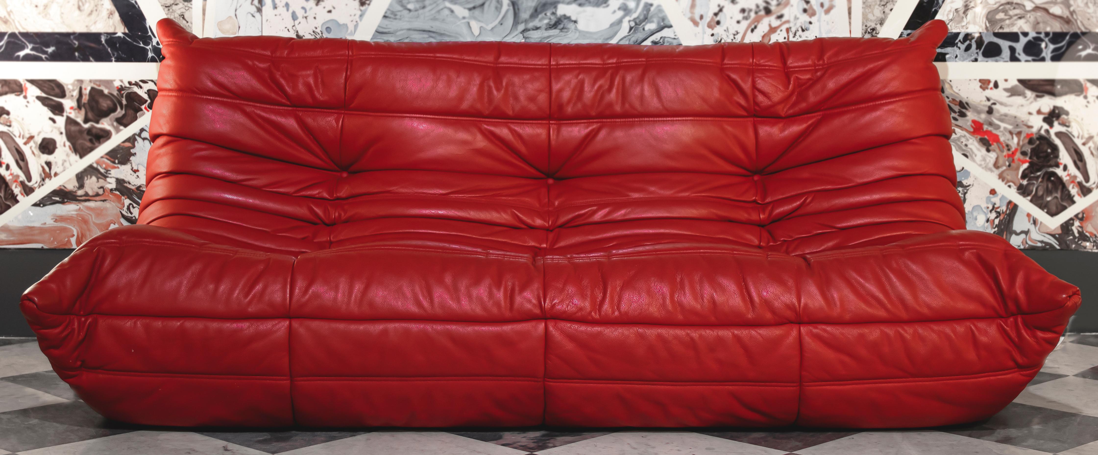 French Togo Vintage Sofa, Red, by Michel Ducaroy for Ligne Roset, 1970s