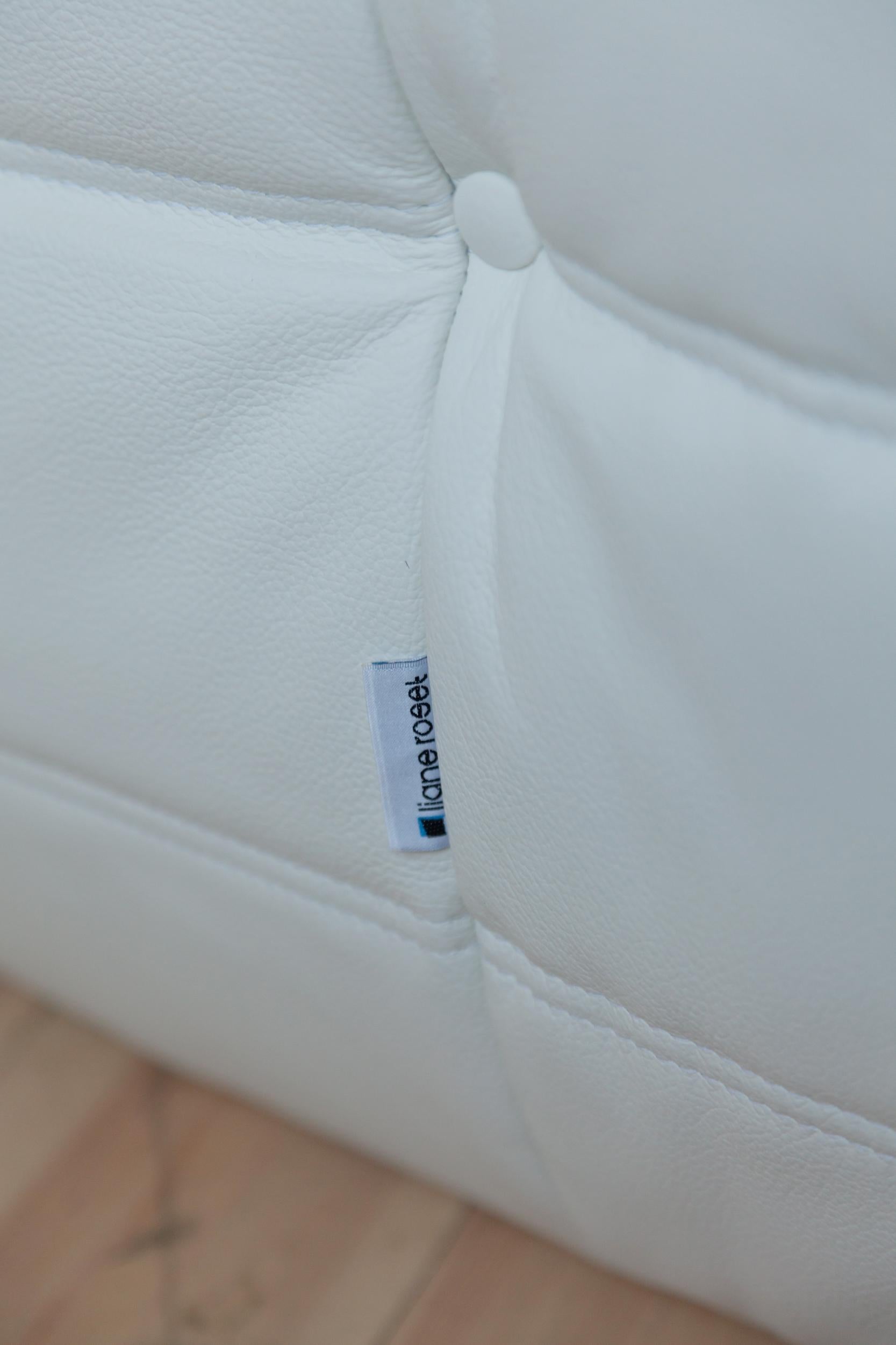 Togo White Leather Sofa Set by Michel Ducaroy for Ligne Roset For Sale 8