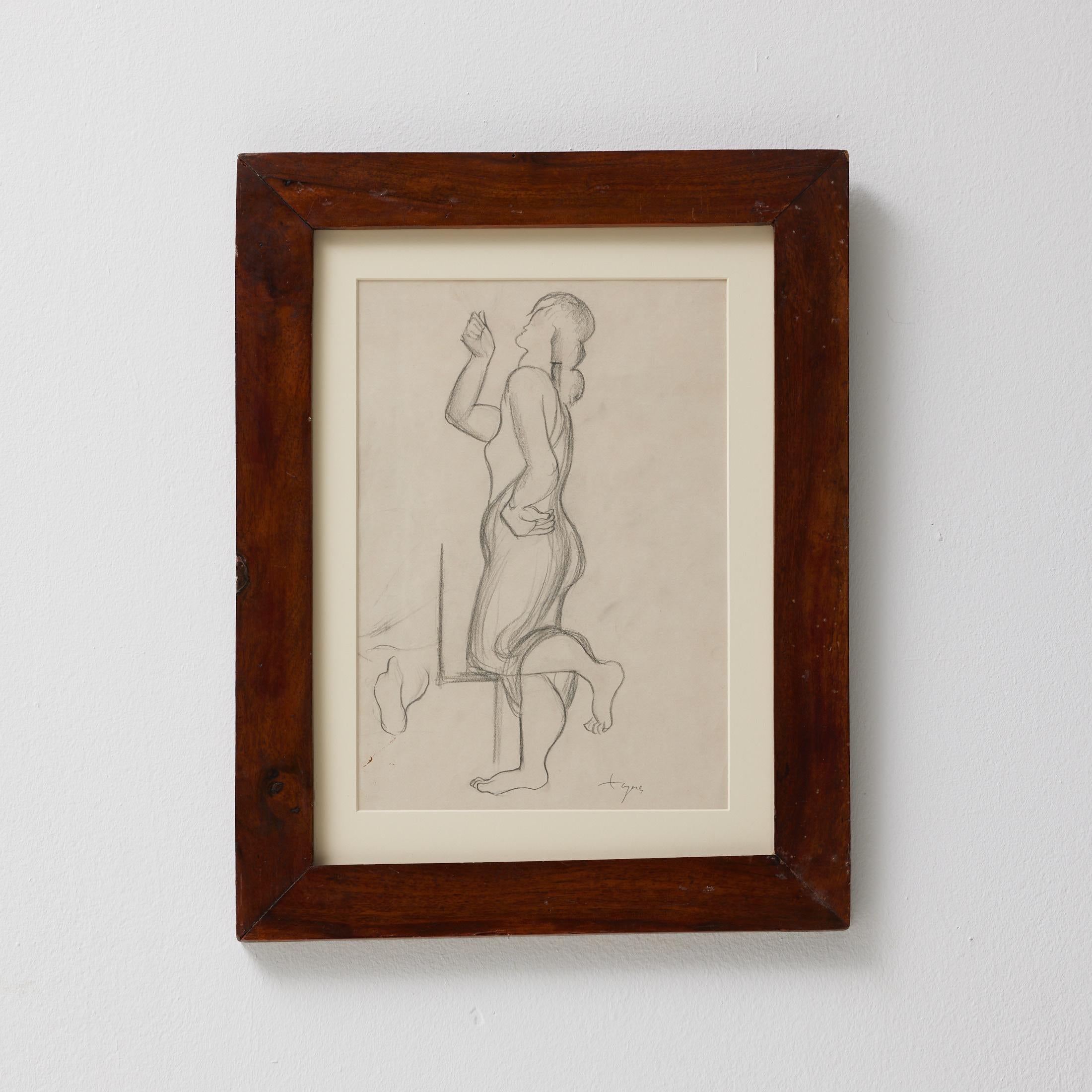 Bleistiftzeichnung von Togores für die Galerie Simon, 1923.

Das Original-Label auf der Rückseite bleibt erhalten. Gerahmt mit einem Holzrahmen aus der Mitte des XX.

Auf einem Label auf der Rückseite von Togores Nu (1923) sind die Maße des Werks,
