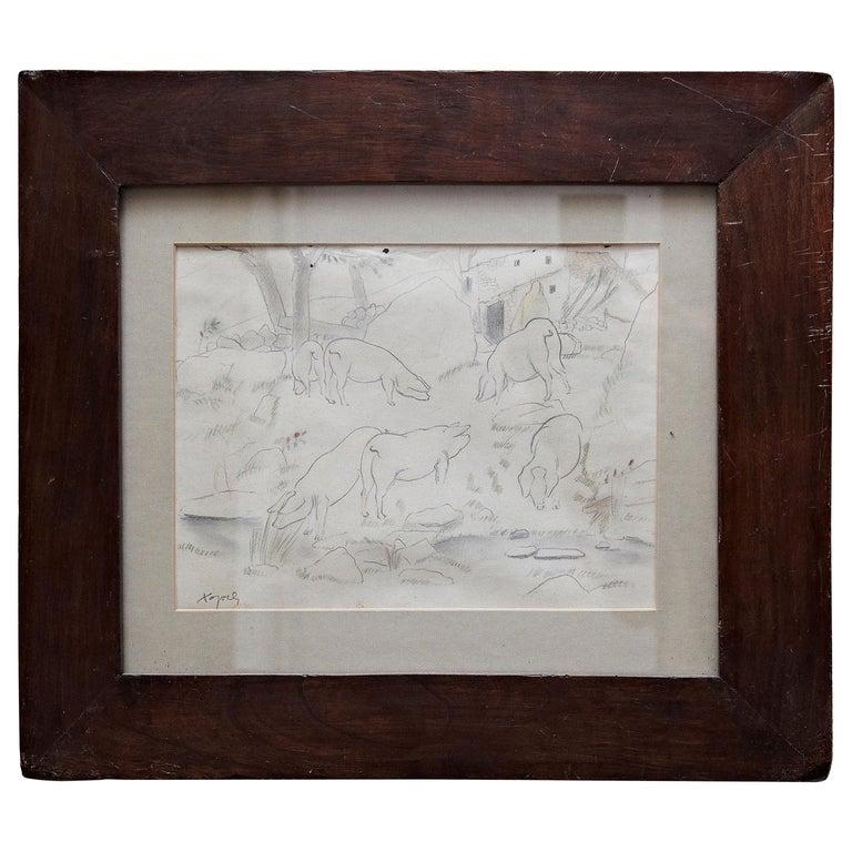 Togores Zeichnung auf Papier für Kahnweilers Galerie Simon, Togores, 1927 (Französisch) im Angebot