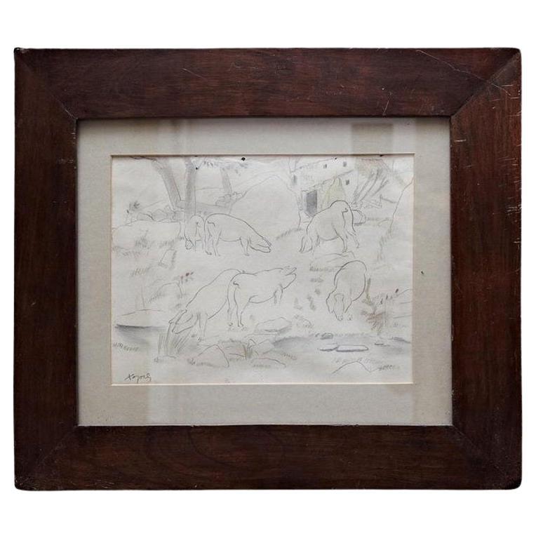 Dessin sur papier de Togores pour la Galerie Simon de Kahnweilers, 1927