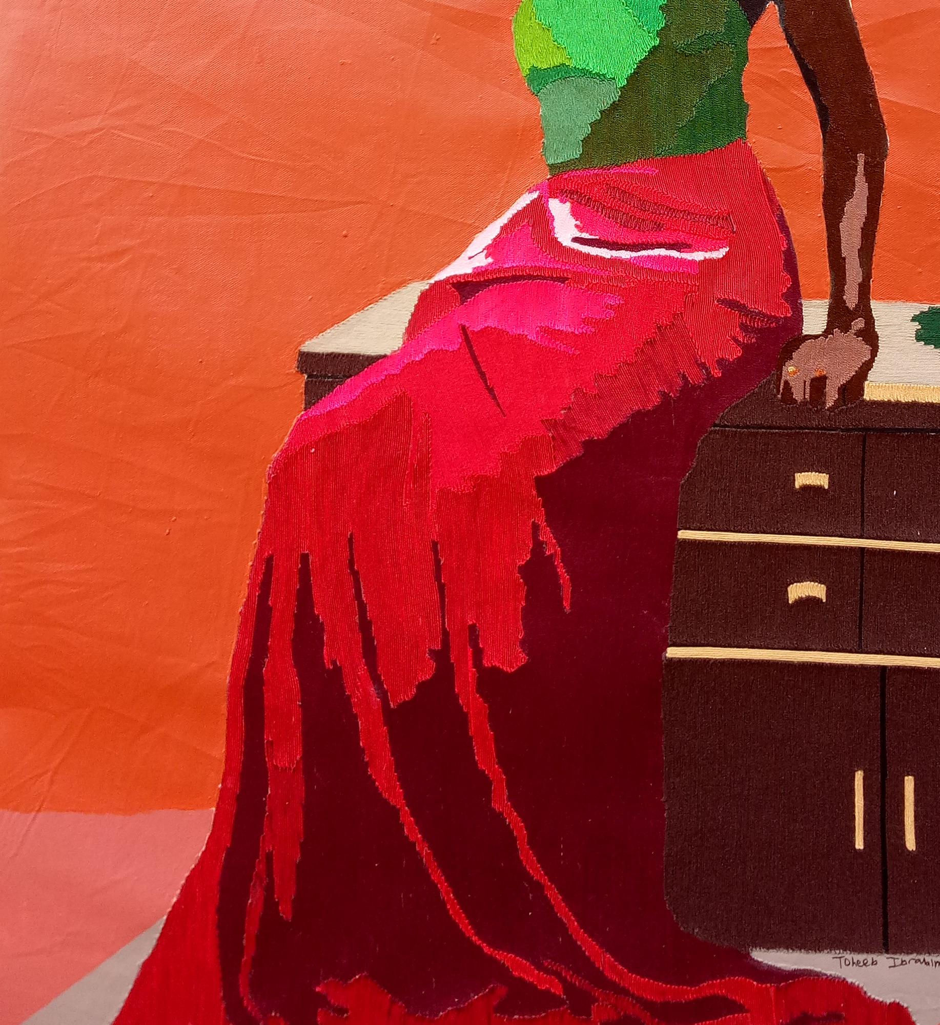 Epitome of Beauty - Red Figurative Painting by Toheeb Ibrahim