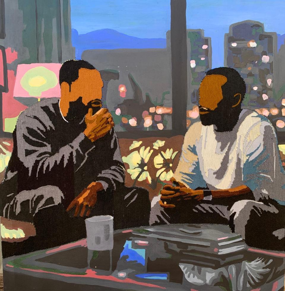 Evening Reflections -21st Century, Contemporary, Figurative Portrait, Modern Men - Mixed Media Art by Toheeb Ibrahim