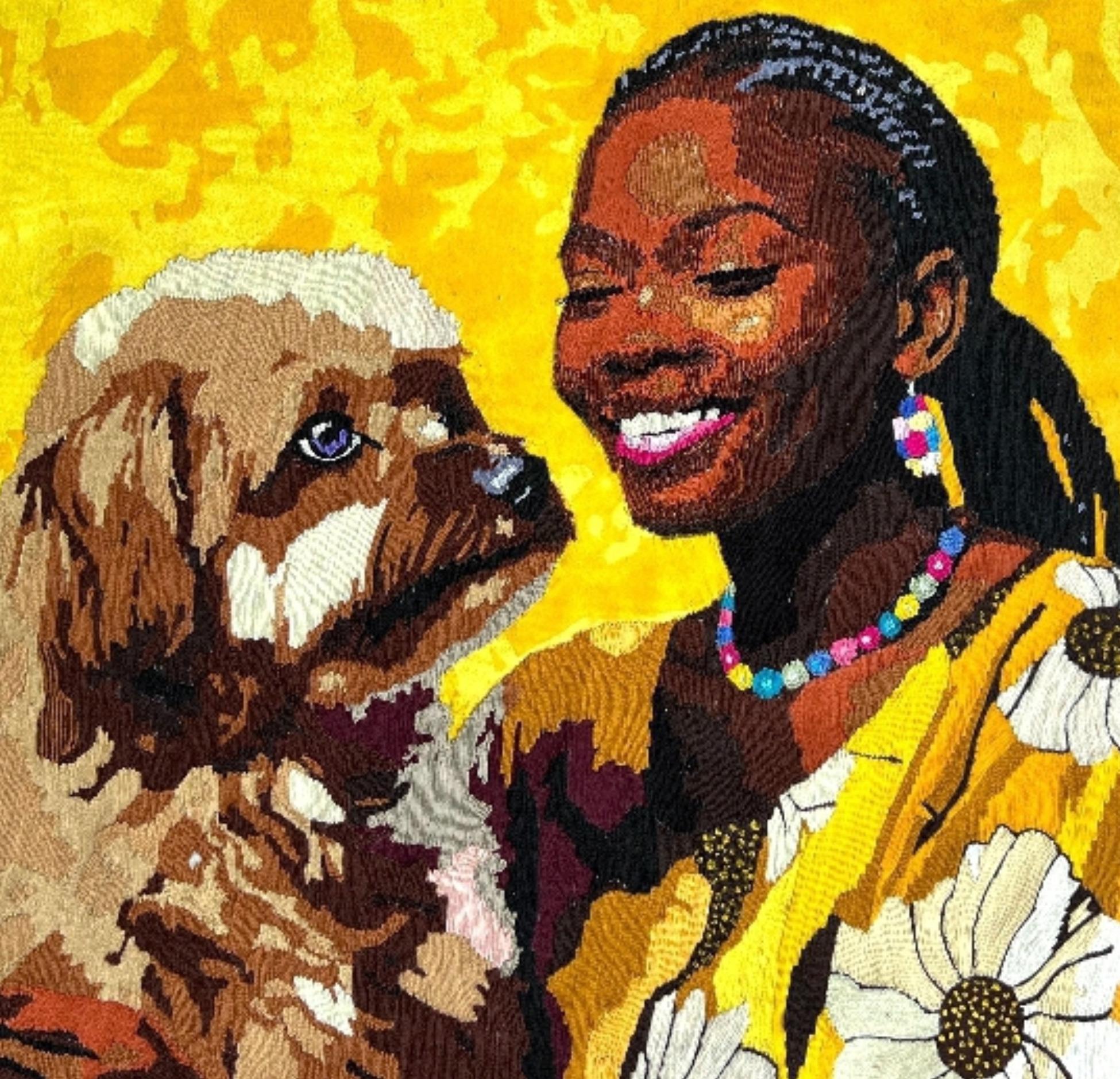 Il filo della compagnia - 21° secolo, Contemporaneo, Figurativo, Cane, Donna in vendita 2