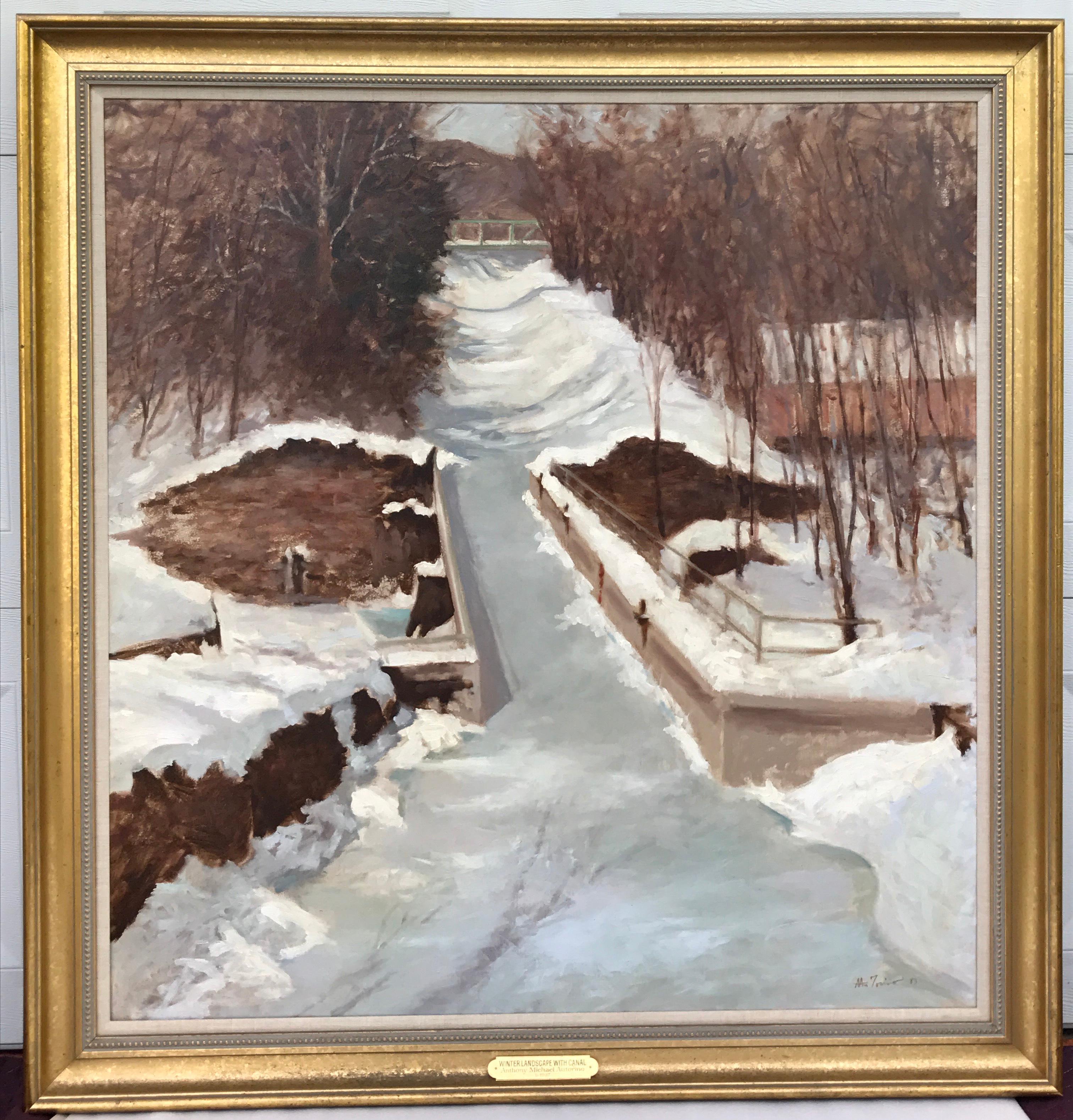 Tohickon Aquadat at point pleasant by Anthony Michael Autorino
Oil on canvas 40 x 42
Framed 47 x 48 1/2
Signed and dated verso:
Anthony Micheal Autorino
Tohickon Aquadat at Point Pleasant
Mautorino 83.