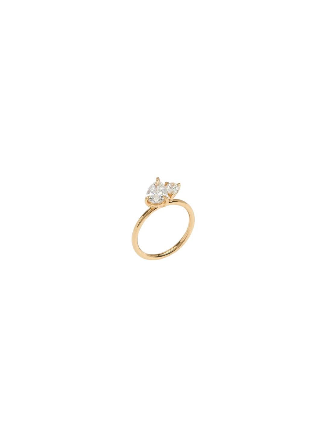 En venta: Toi and moi anillo de oro de 14k con moissanitas pera  6