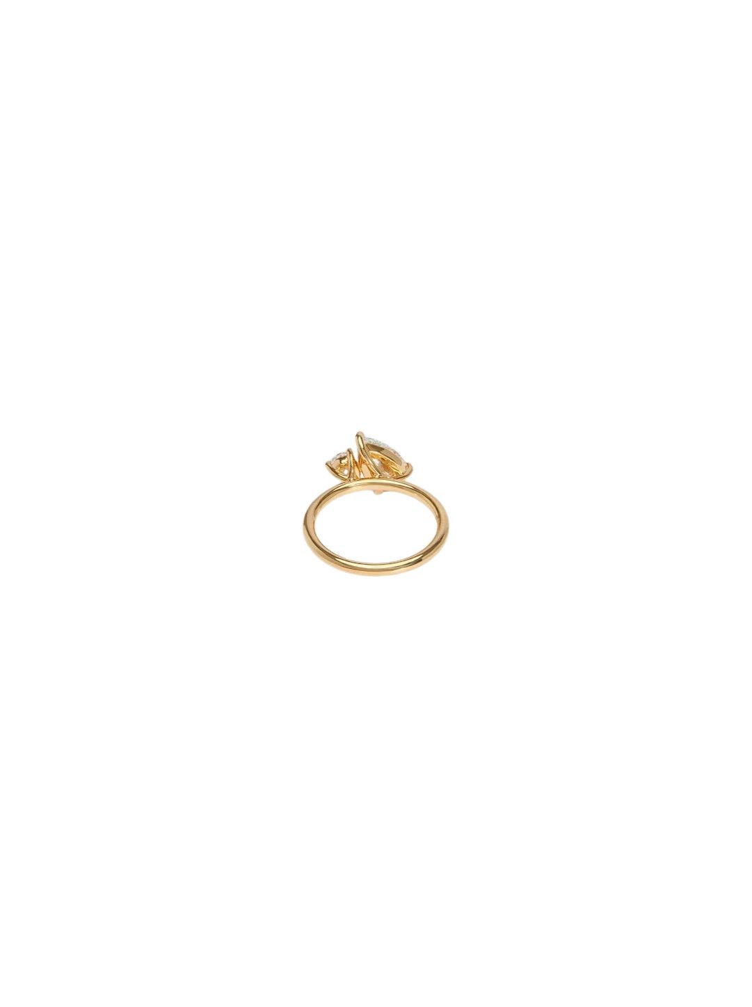 En venta: Toi and moi anillo de oro de 14k con moissanitas pera  7