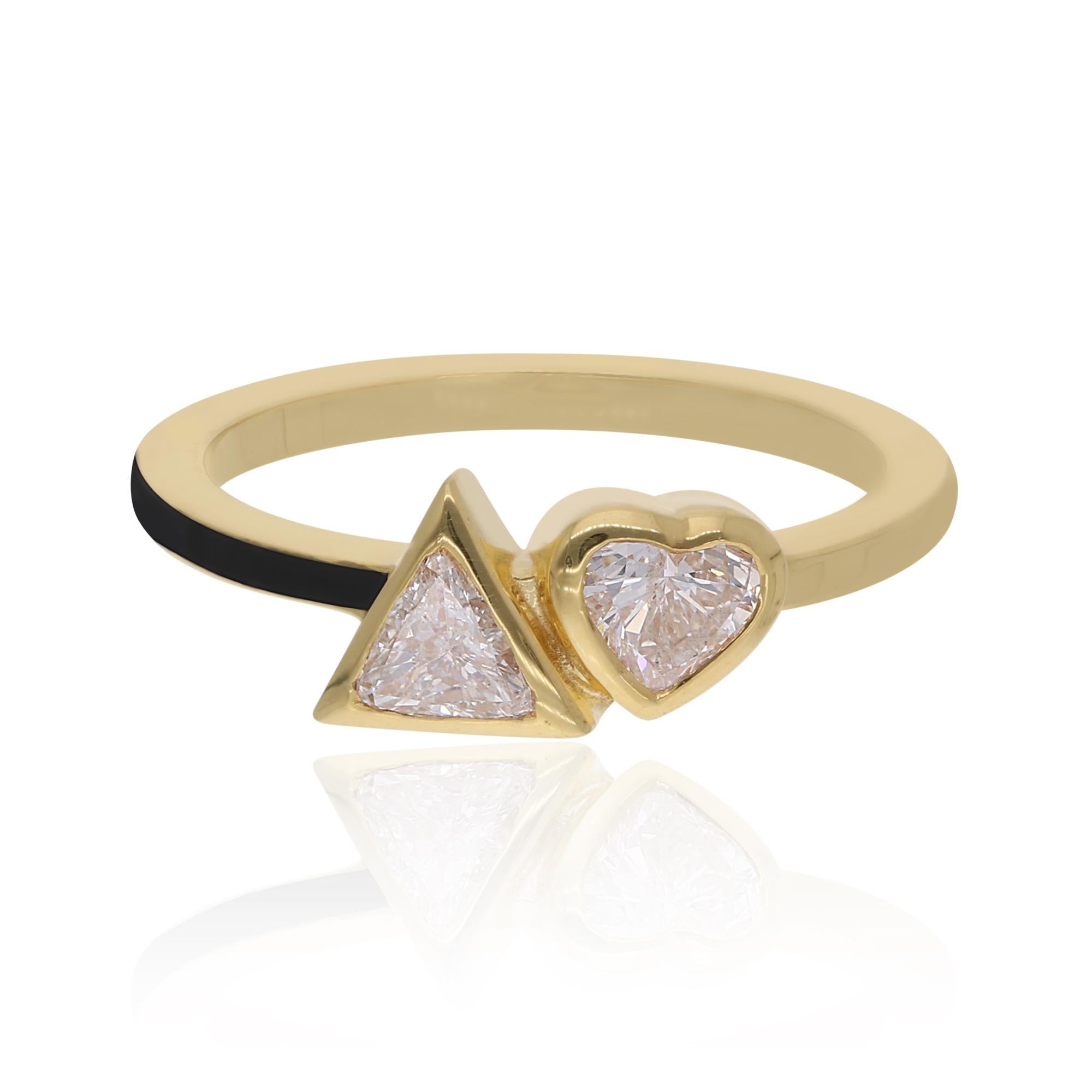 Im Angebot: Toi et Moi 0.52Ct SI/H Diamond Stackable Band Ring Geschenk 14k Feines Gelbgold () 2