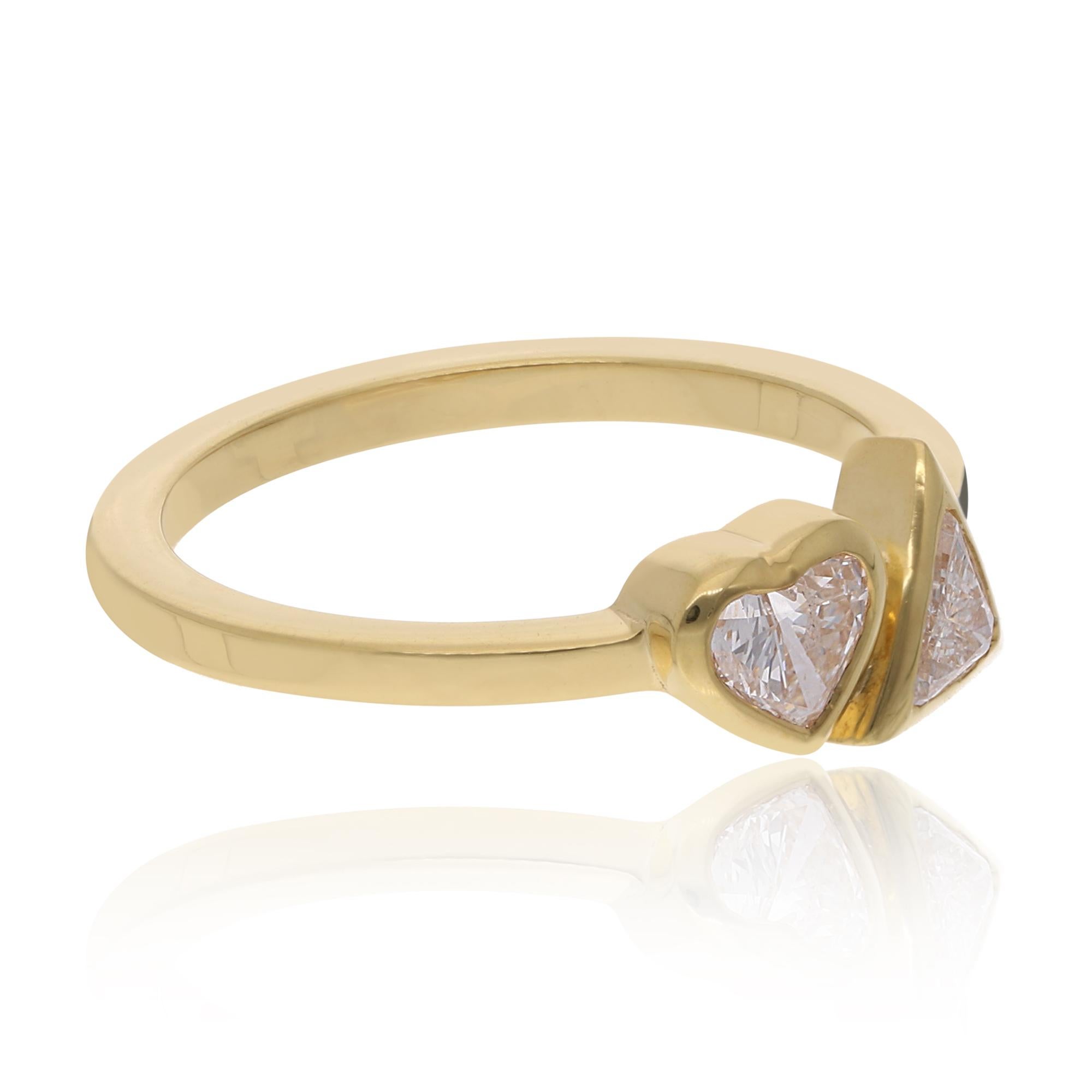 Im Angebot: Toi et Moi 0.52Ct SI/H Diamond Stackable Band Ring Geschenk 14k Feines Gelbgold () 4