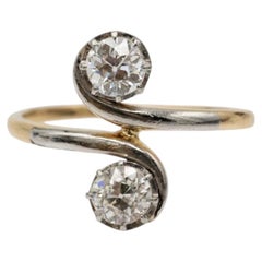 Toi et Moi 18K Ring with Old Brilliant-Cut Diamonds, 0.85 ct
