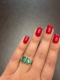 Toi et Moi 2 Stone Ring Emerald 14K