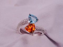Toi-et-Moi Aquamarine and Spessartite "Fire and Ice" Ring
