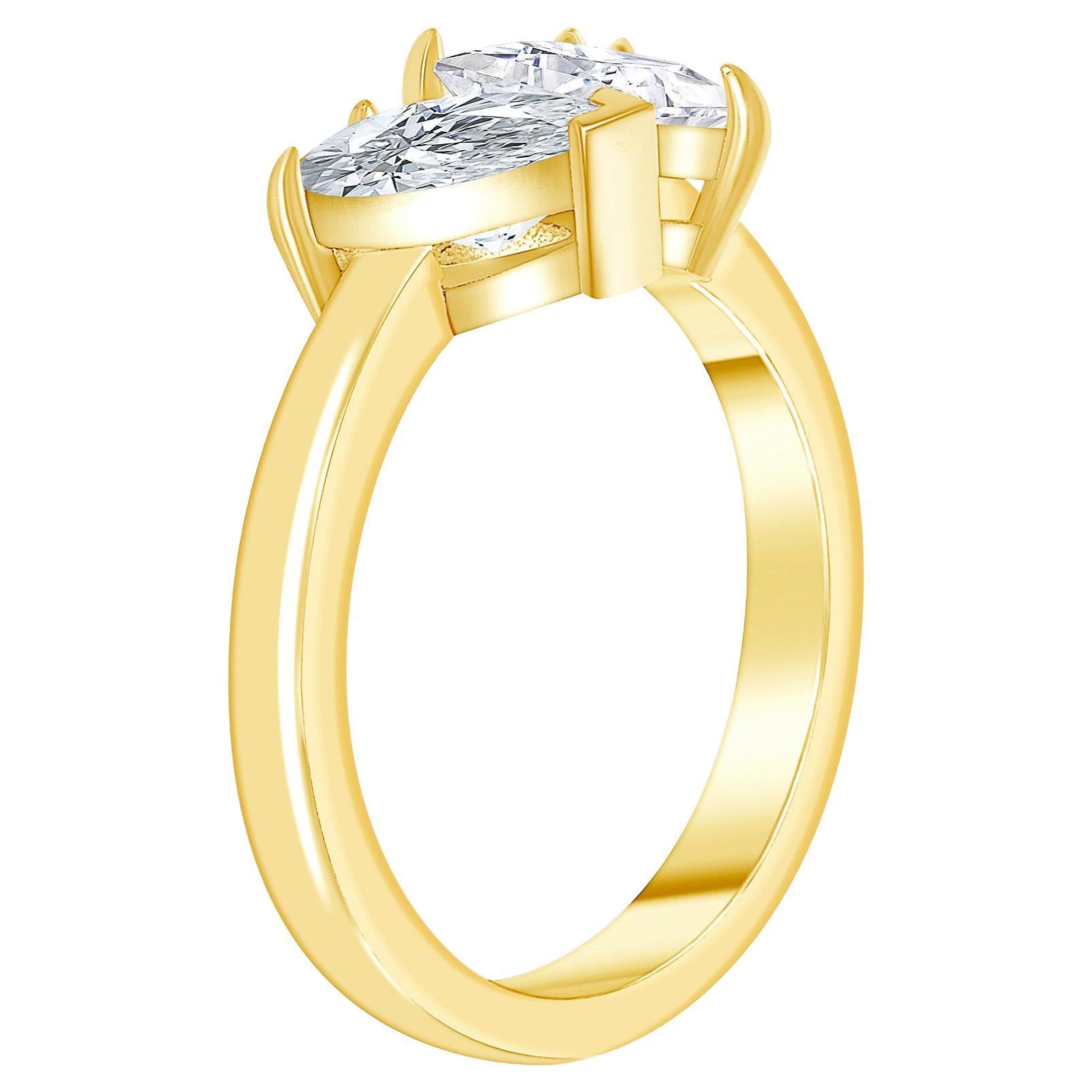 For Sale:  Toi et Moi Asscher and Pear Cut Diamond Engagement Ring 1.00 Carat 2