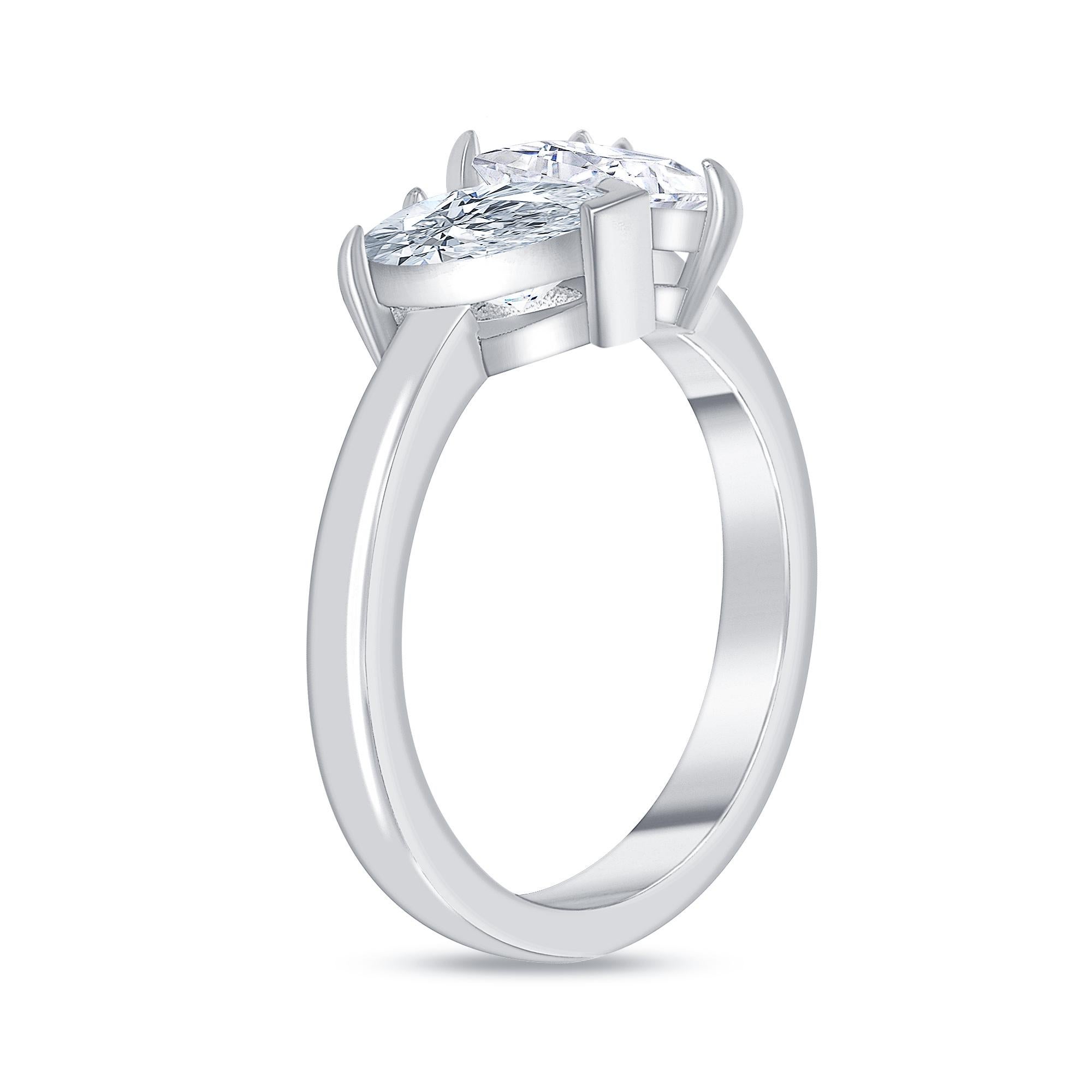 For Sale:  Toi et Moi Asscher and Pear Cut Diamond Engagement Ring 1.00 Carat 4