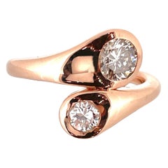 Toi et Moi Diamonds Crossover Ring, 18kt Rose Gold
