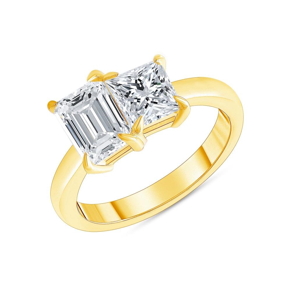For Sale:  Toi et Moi Emerald Cut and Princess Diamond Engagement Ring 1.00 Carat 3