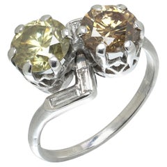 Toi et Moi Fancy Coloured Diamond Ring, Platinum
