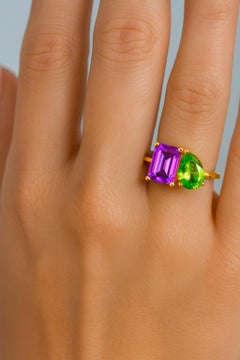 Toi et Moi Gemstone Ring: Amethyst and Peridot