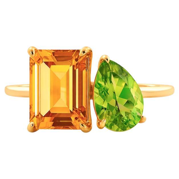 Toi et Moi Gemstone Ring: Citrine and Peridot