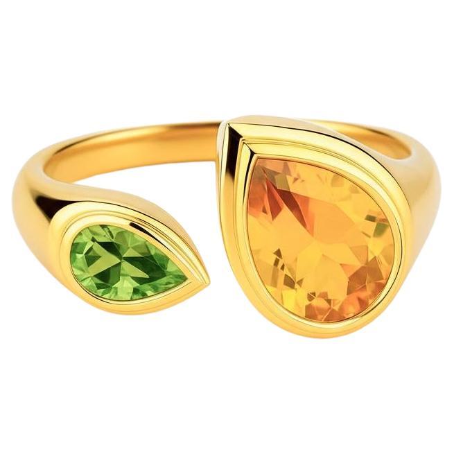 Toi et Moi Gemstone Ring: Citrine and Peridot