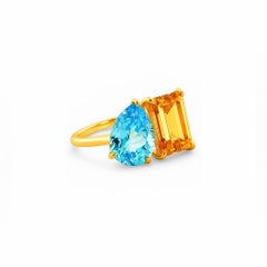 Toi et Moi Gemstone Ring: Citrine and Topaz