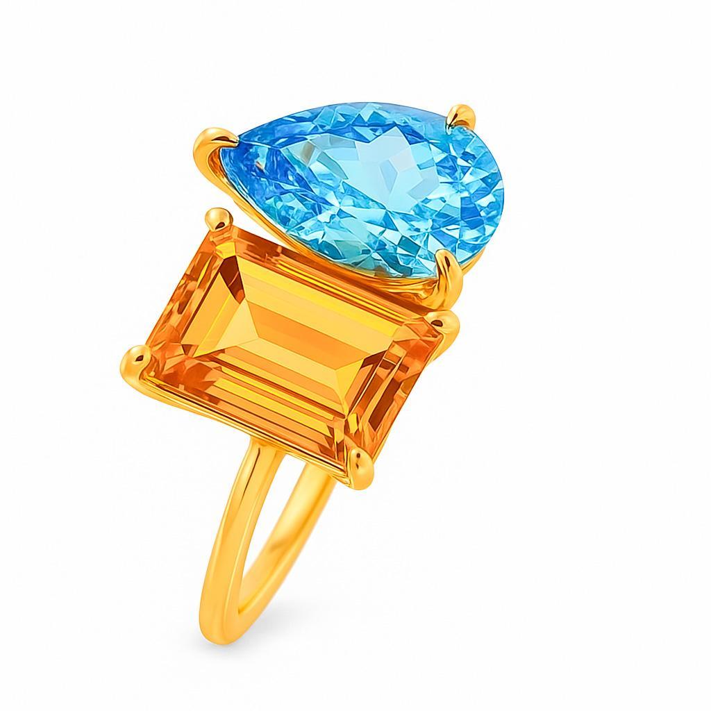 Im Angebot: Toi et Moi Edelstein-Ring: Citrin und Topas () 5