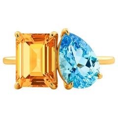 Toi et Moi Gemstone Ring: Citrine and Topaz Toi et Moi Gemstone Ring: Citrine and Topaz