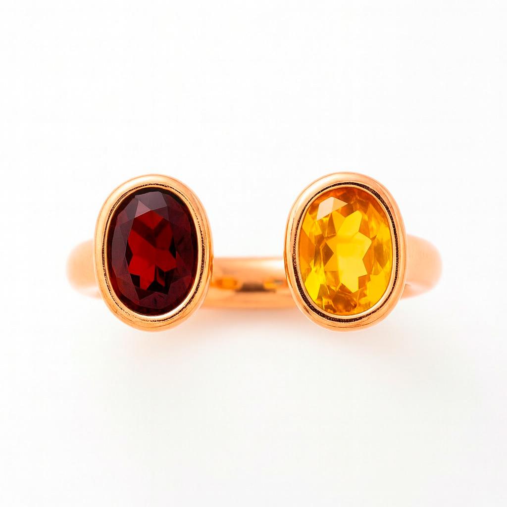 For Sale:  Toi et Moi Gemstone Ring: Garnet and Citrine 2