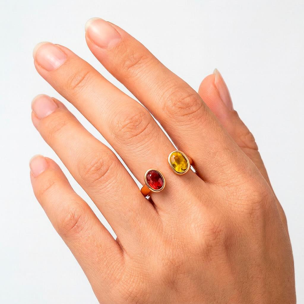 For Sale:  Toi et Moi Gemstone Ring: Garnet and Citrine 3