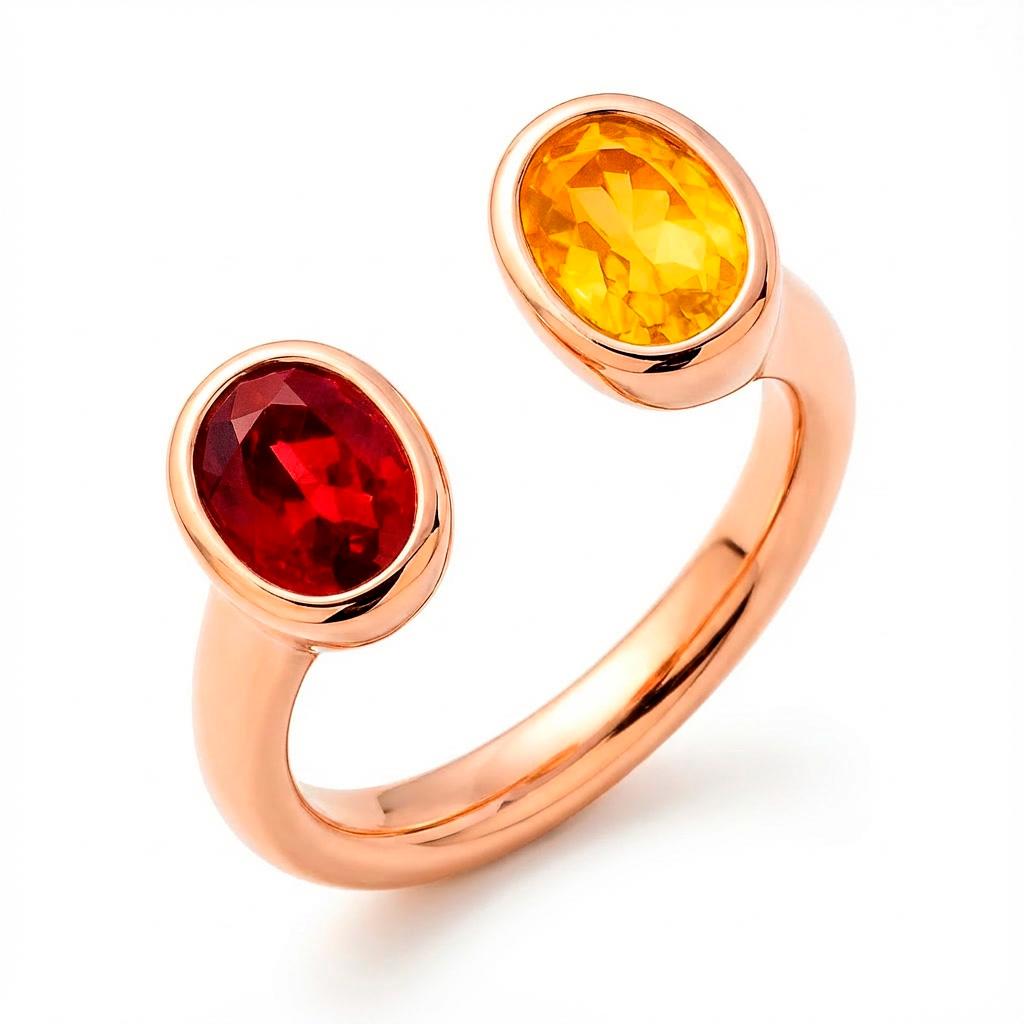 For Sale:  Toi et Moi Gemstone Ring: Garnet and Citrine 6